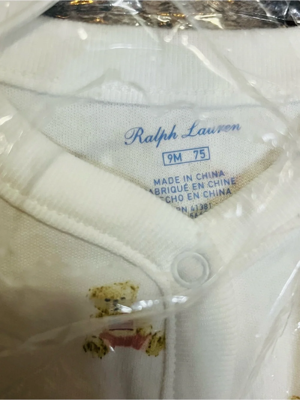 Ralph Lauren Infant Girls Romper with Bears & RL script initials NWT